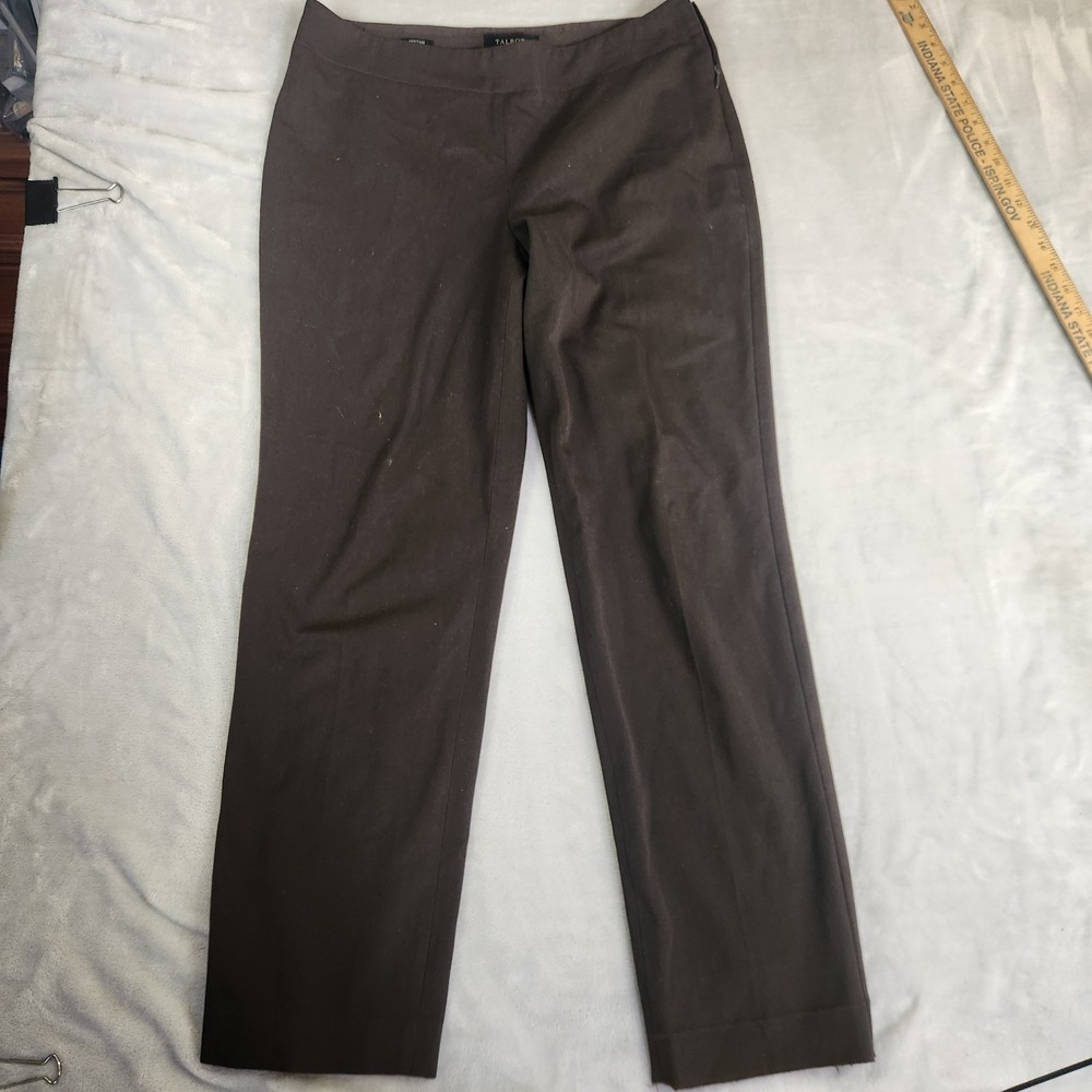 Talbots‎ Pants Womens 10P Brown Heritage Straight Stretch Flat Front Side Zip